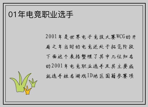 01年电竞职业选手